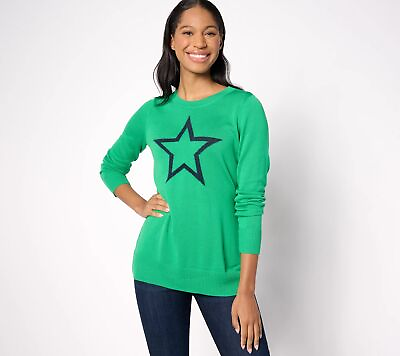 #ad Belle by Kim Gravel On Point Single Star Shirt Bright Green M New $29.00