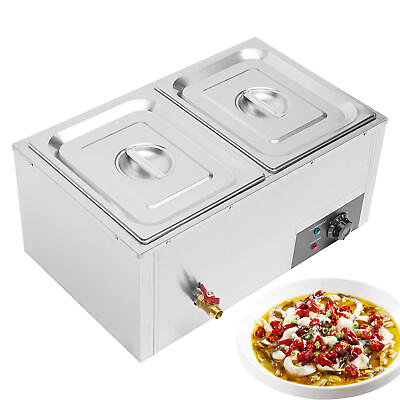 #ad 1SET 2 Pan Commercial Food Warmer 600W Electric Steam Table $138.83