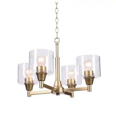 #ad Hampton Bay Oron 4 Light Gold Reversible Chandelier with Clear Glass Shades $59.99