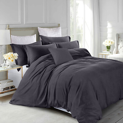 #ad New 3 Piece Charcoal Duvet Cover Set With Pillow Shams Twin Full Queen King Size $19.99