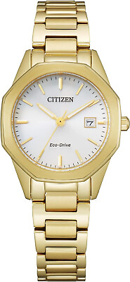 #ad Citizen Women#x27;s Eco Drive Date Indicator Gold Tone Watch 28MM EW2582 59A $170.00