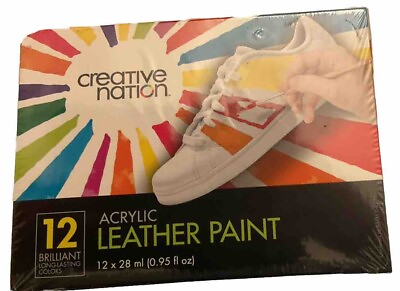 New Acrylic Paint For Leather 12 Colorers .95 L Oz. Each. Creative Nation $19.00