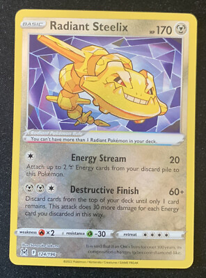 #ad Radiant Steelix 124 196 Lost Origin Ultra Rare Holo Pokemon Card Near Mint $2.89