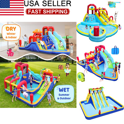 #ad 3 Style Deluxe Inflatable Water Slide Park Bouncy Station for In Outdoor Fun $99.99