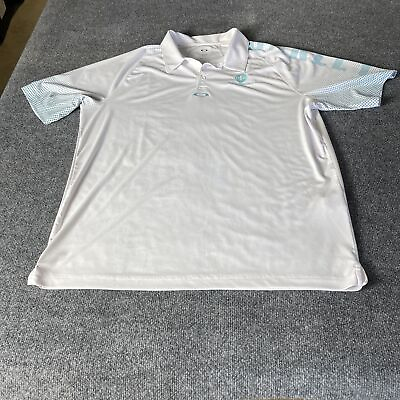#ad Oakley Polo Shirt Men 2XL White Helix Electric Regular Fit Collared Straight Hem $19.99