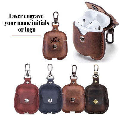 #ad For AirPod Case Cover Leather Personalized Gift for Apple AirPods 2 1 $39.19
