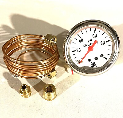 #ad 2” mechanical oil pressure gauge with copper oil line tubing Racing $25.00