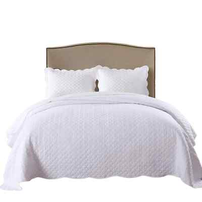 #ad #ad MarCielo 100% White Cotton Quilt Set Bedspread Coverlet B34 $59.99