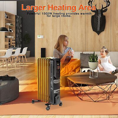 #ad Home Space Oil Filled Radiator Heater w Adjustable Thermostat 24H Timer 3 Modes $79.99