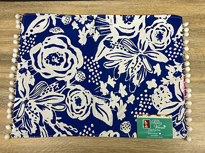 #ad 4 The Pioneer Woman Placemats Celia Pom Pom Reversible Floral NEW NWT Tablescape $19.95