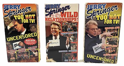 #ad Jerry Springer Lot of 3 VHS Too Hot For TV UNCENSORED amp; Wild Relationships $11.97
