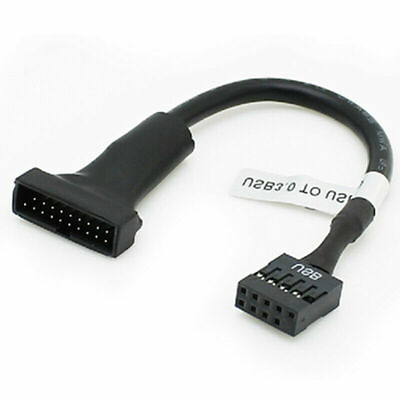 #ad New Portable USB 3.0 20 pin Header Male to USB 2.0 9 pin Female Adapter Black $3.39