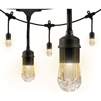 #ad Enbrighten LED Outdoor String Lights 12 Impact Resistant Bulbs Black 24ft $64.68