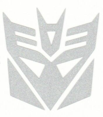 #ad Highly Reflective Silver Transformer Decepticon logo fire helmet window decal $3.49