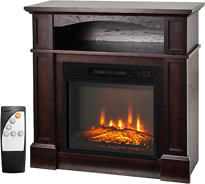 #ad #ad 32 Inch Electric Fireplace with Mantel 1400W Adjustable Freestanding Heater wit $330.99