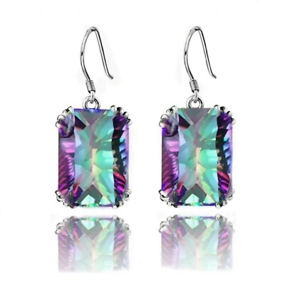 #ad Elegant Rainbow Mystical Fire Topaz 925 Sterling Silver Fashion Jewelry Earrings $15.74