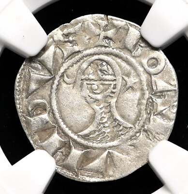 #ad CRUSADERS Antioch. Bohemond III 1163 1188 AD. Silver Denier NGC XF45 $110.00