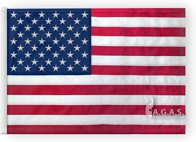 #ad 14quot;x20quot; USA American Embroidered Golf Boat Kart Flag With Tube 2 Ply 400D Nylon $26.45