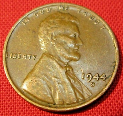 #ad 1944 S Lincoln Wheat Cent Circulated G Good to VF Very Fine 95% Copper $1.88