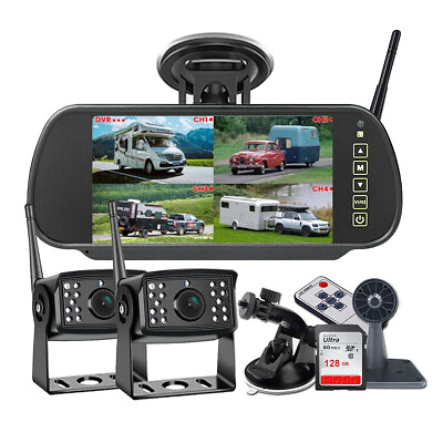 #ad 7#x27;#x27; Wireless DVR Recorder Monitor 2x Reverse Backup Camera For Truck Bus RV Car $170.99