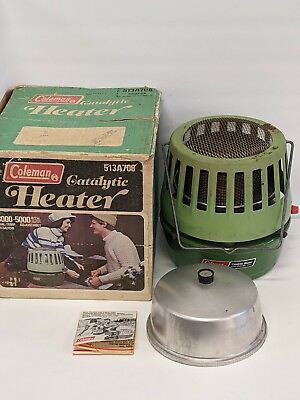 #ad Vintage Coleman Catalytic Heater 513A708 Dial Temp 3000 5000 BTU w Box $84.99
