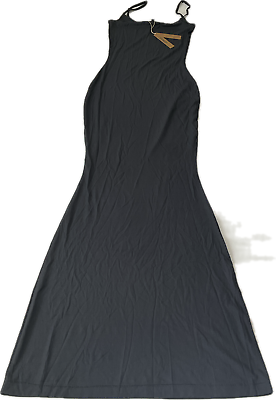 #ad Skims Long Slip Soft Lounge Dress Womens Size S Gray Spaghetti Straps Stretch $59.99