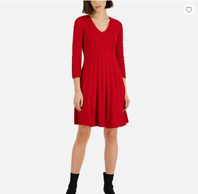 #ad Jessica Howard 3 4 Sleeve Cable Knit Sweater Dress Size 2X $32.99