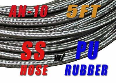 #ad AN 10 10AN 5 8quot; Braided Stainless Steel Fuel Hose Oil Line 5FT E85 friendly PL $29.15