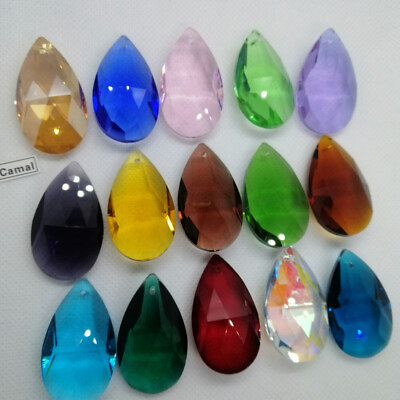 #ad 100PCS 38MM Mixcolor Teardrop Glass Chandelier Crystal Prisms Wedding Decoration $95.00