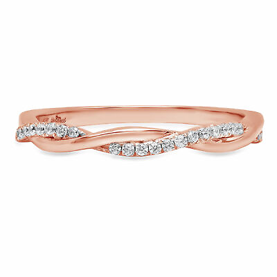 #ad 0.16 ct Round Cut Lab Created Diamond Stone 14K Rose Gold Stackable Band $343.73