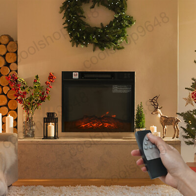 #ad #ad 18quot; Electric Fireplace Inserts Adjustable Flame 1400W Remote Control LED Flame $96.29
