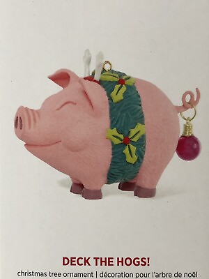 #ad Hallmark Keepsake Ornament 2015 DECK THE HOGS Pig Hog Dressed Up For Christmas $19.95