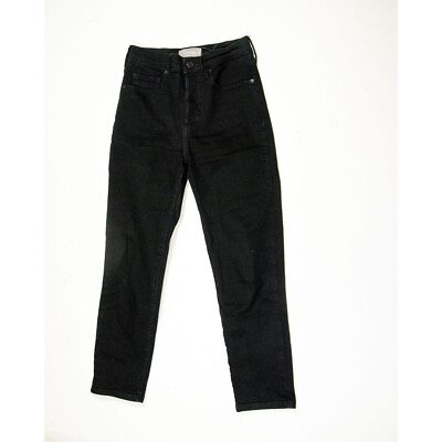 Everlane High Rise Slim Straight Cotton Stretch Black Denim Jeans Crop 27 Ankle $45.50