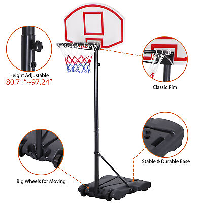 #ad Adjustable Portable Outdoor System Basketball Goal Hoop Backboard Rim Kids $46.58
