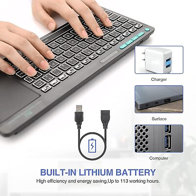 #ad Rii K18S Wireless Bluetooth Keyboard with Backlit Touchpad For PC Smart TV $38.99