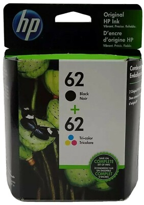 #ad HP 62 Black Tri Color Ink Cartridges N9H64FN C2P04AN C2P06AN Genuine Foil Packs $29.98
