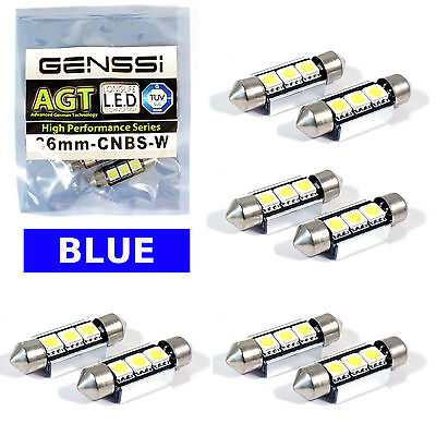 #ad 10x 36mm BLUE LED CANBUS Error Free Festoon 5050 2 SMD 6418 6411 C5W Light Bulb $6.90