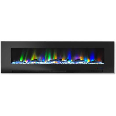 #ad Cambridge Electric Fireplace 60quot; Wall Mount w Multi Color Flames Display Black $464.47