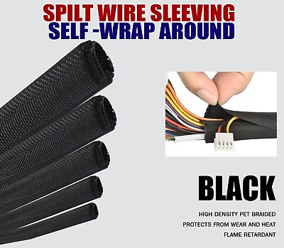 #ad Split Wire Loom Braided Cable Sleeve Protectors amp; Tube Organizer Overlap Lot $69.34