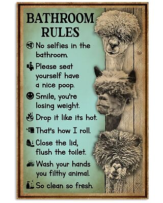 #ad Mint Bathroom Rules Alpacas Poster Wall Art Picture Home Decor $17.95