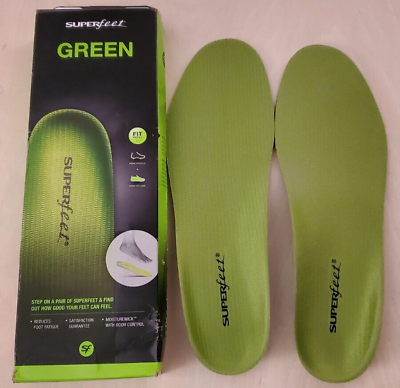 Superfeet GREEN High Arch Orthotic Insoles Size F Men#x27;s 11.5 13 Women#x27;s 12.5 $22.99