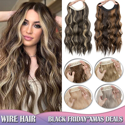 #ad Wire In Hair Extensions Invisible Elastic Band Secret Miracle Ring Real as Human $12.90