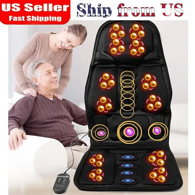 #ad 8 Mode Massage Seat Cushion with Heated Back Neck Massager Chair for Home Car $32.84
