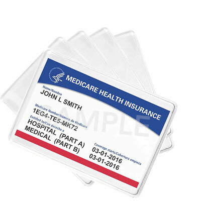 #ad 5 Pack Medicare Card Holder Protector Sleeves Clear Vinyl Credit Card Covers $4.99