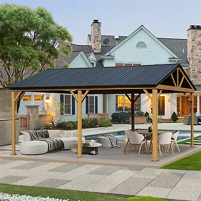 #ad 12x20ft Outdoor Permanent Hardtop Gazebo Galvanized Steel Gable Roof Pergola $2320.12