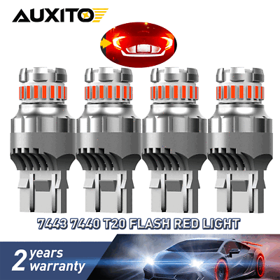 #ad 7440 7443 High Power LED Light Bulb RED Flash Strobe Blinking Brake Tail Stop D $20.89