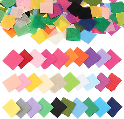 #ad 4800Pcs 1Inch Tissue Paper Squares 30 Assorted Colors Precut Craft Paper Tissu $10.70