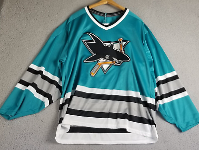 #ad San Jose Sharks Vintage Hockey Jersey Large CCM Maska Made in Canada Mark $79.88