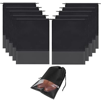 #ad 10 pack black portable travel shoe bag space saving dust proof storage bag（13... $18.55