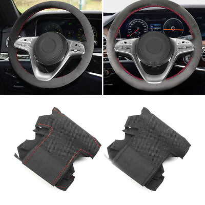 #ad DIY Steering Wheel Suede Leather Cover For Mercedes Benz S Class 2017 2020 Sedan $20.49